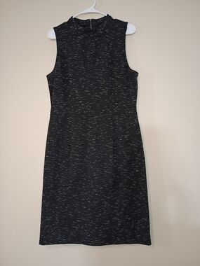 Halogen Black And White Speckled Mock Neck Dress
